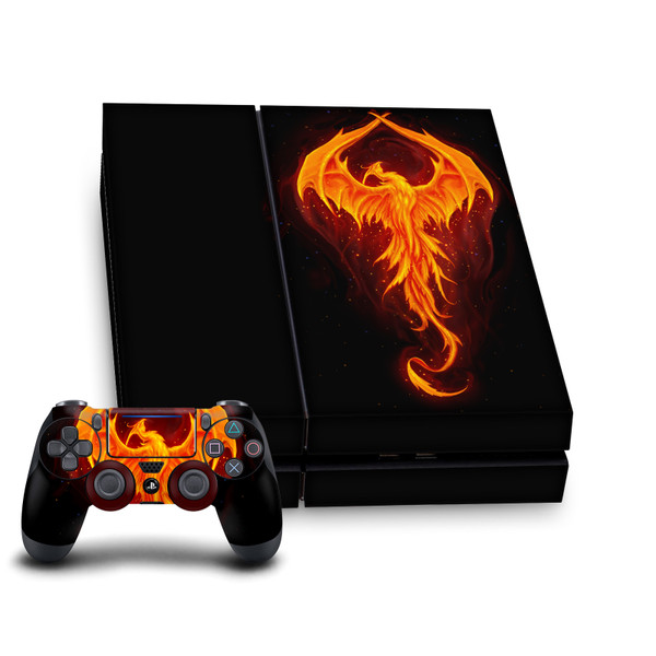 Christos Karapanos Art Mix Dragon Phoenix Vinyl Sticker Skin Decal Cover for Sony PS4 Console & Controller