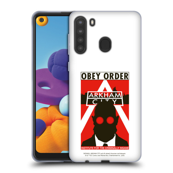 Batman Arkham City Graphics Hugo Strange Obey Order Soft Gel Case for Samsung Galaxy A21 (2020)