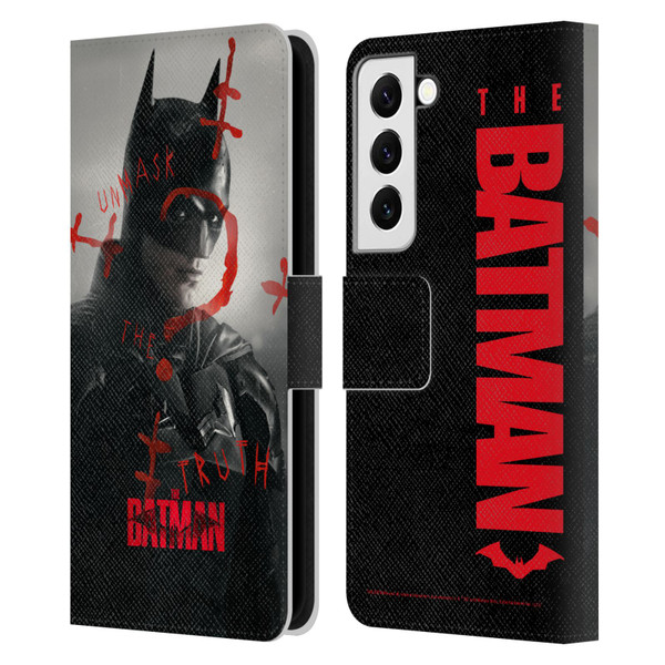 The Batman Posters Unmask The Truth Leather Book Wallet Case Cover For Samsung Galaxy S22 5G