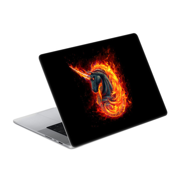 Christos Karapanos Dark Hours Unicorn Black Fire Vinyl Sticker Skin Decal Cover for Apple MacBook Pro 14" A2442