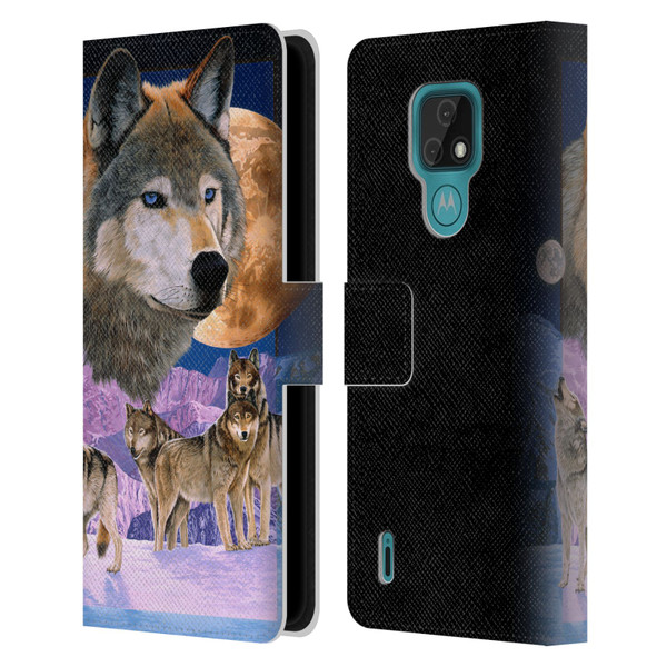Graeme Stevenson Assorted Designs Wolves Leather Book Wallet Case Cover For Motorola Moto E7