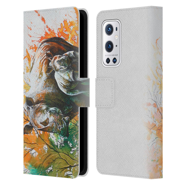 Graeme Stevenson Assorted Designs Rhino Leather Book Wallet Case Cover For OnePlus 9 Pro