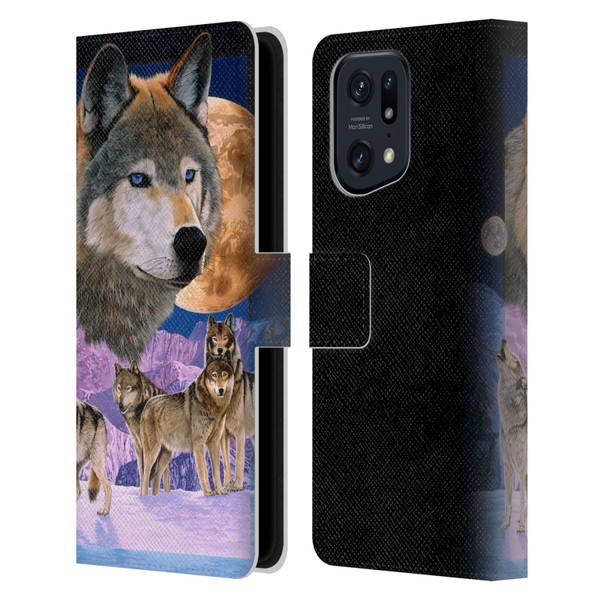 Graeme Stevenson Assorted Designs Wolves Leather Book Wallet Case Cover For OPPO Find X5 Pro