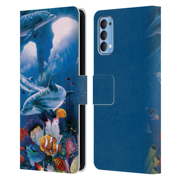 Graeme Stevenson Assorted Designs Dolphins Leather Book Wallet Case Cover For OPPO Reno 4 5G