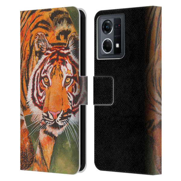 Graeme Stevenson Assorted Designs Tiger 1 Leather Book Wallet Case Cover For OPPO Reno8 4G