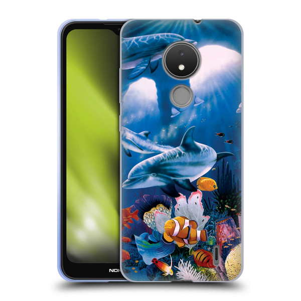 Graeme Stevenson Assorted Designs Dolphins Soft Gel Case for Nokia C21