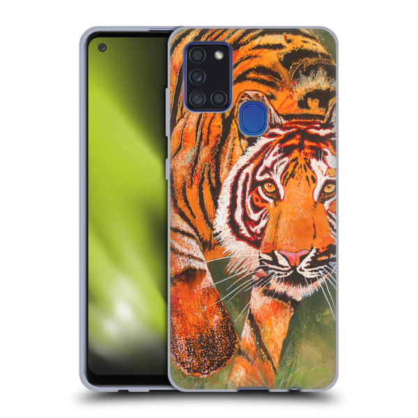 Graeme Stevenson Assorted Designs Tiger 1 Soft Gel Case for Samsung Galaxy A21s (2020)