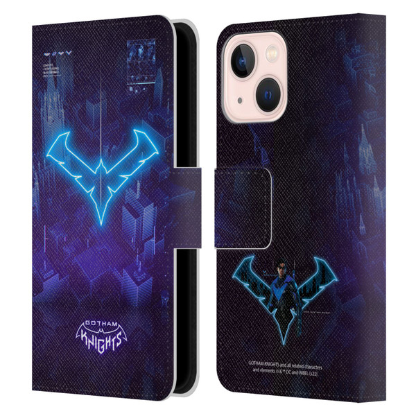 Gotham Knights Character Art Nightwing Leather Book Wallet Case Cover For Apple iPhone 13 Mini
