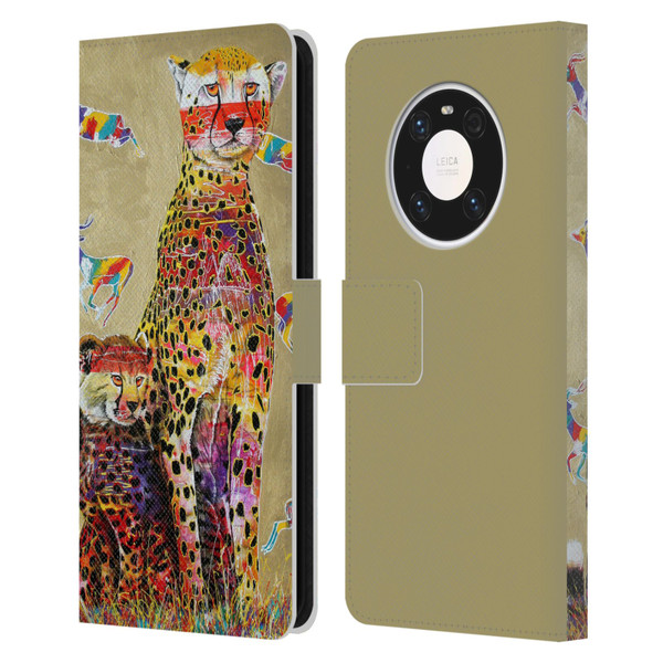 Graeme Stevenson Colourful Wildlife Cheetah Leather Book Wallet Case Cover For Huawei Mate 40 Pro 5G