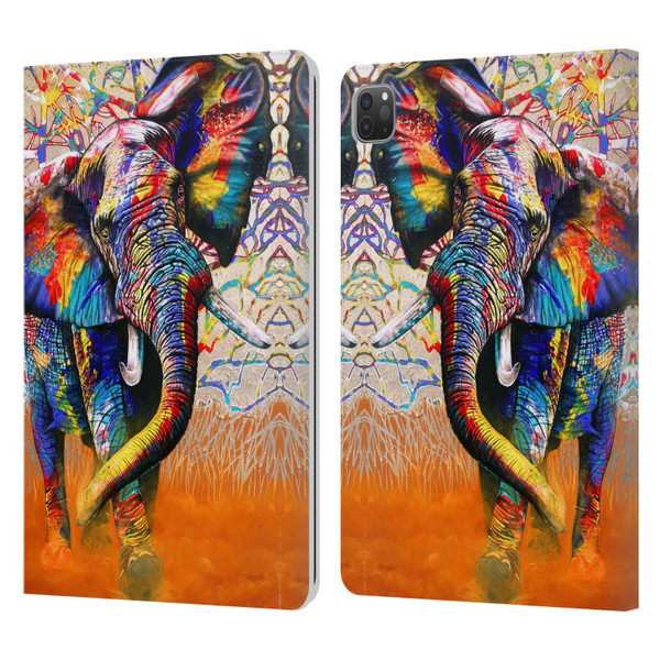 Graeme Stevenson Colourful Wildlife Elephant 4 Leather Book Wallet Case Cover For Apple iPad Pro 11 2020 / 2021 / 2022