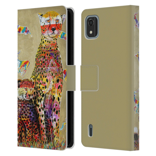 Graeme Stevenson Colourful Wildlife Cheetah Leather Book Wallet Case Cover For Nokia C2 2nd Edition