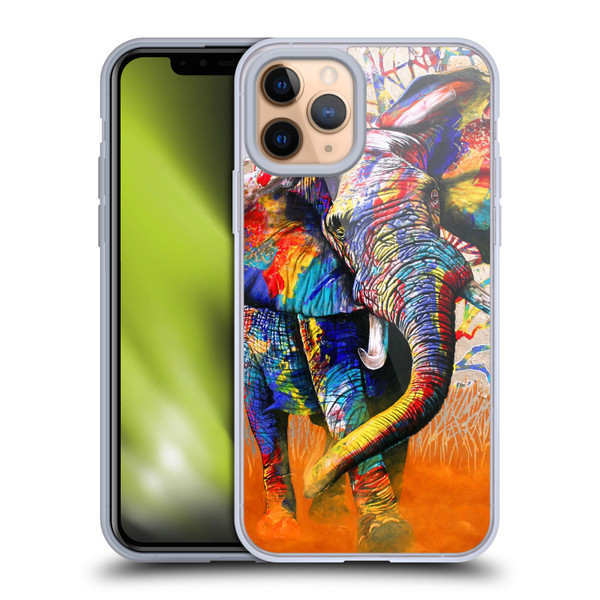 Graeme Stevenson Colourful Wildlife Elephant 4 Soft Gel Case for Apple iPhone 11 Pro