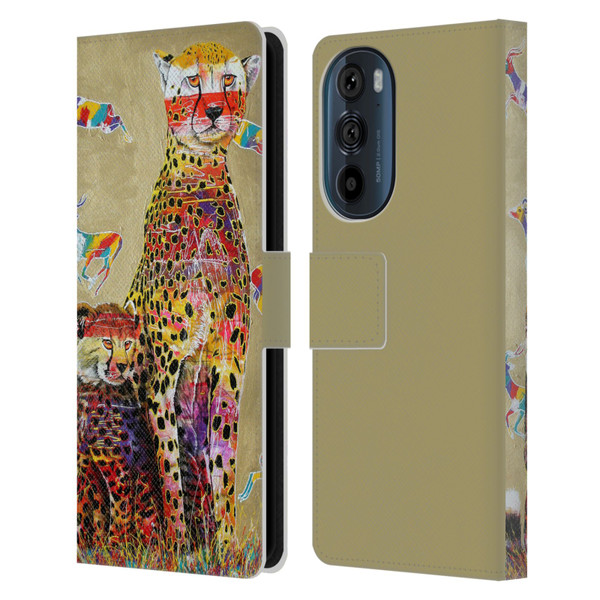 Graeme Stevenson Colourful Wildlife Cheetah Leather Book Wallet Case Cover For Motorola Edge 30