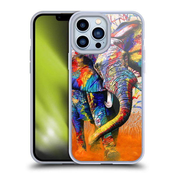 Graeme Stevenson Colourful Wildlife Elephant 4 Soft Gel Case for Apple iPhone 13 Pro Max