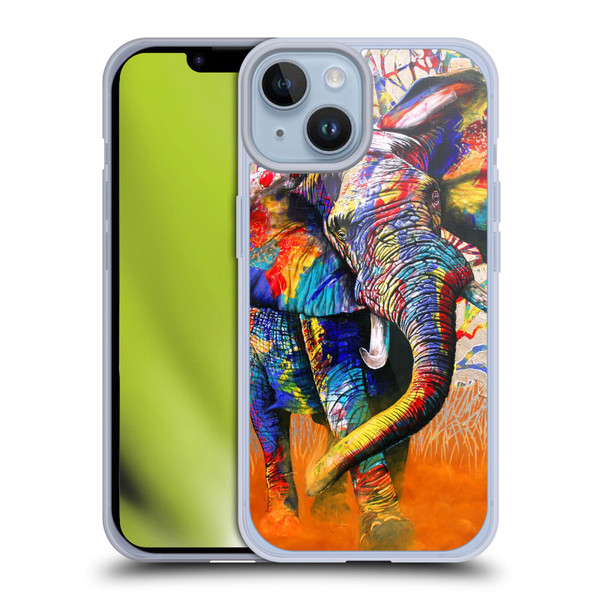 Graeme Stevenson Colourful Wildlife Elephant 4 Soft Gel Case for Apple iPhone 14