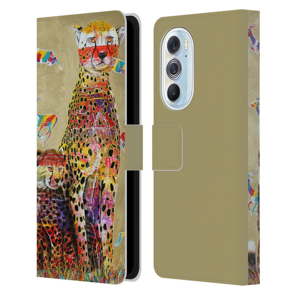 Graeme Stevenson Colourful Wildlife Cheetah Leather Book Wallet Case Cover For Motorola Edge X30
