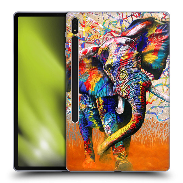 Graeme Stevenson Colourful Wildlife Elephant 4 Soft Gel Case for Samsung Galaxy Tab S8 Plus