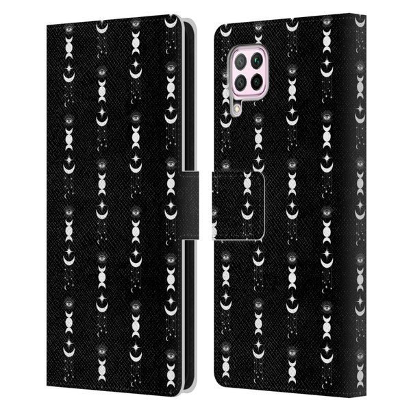 Haroulita Celestial Black And White Moon Leather Book Wallet Case Cover For Huawei Nova 6 SE / P40 Lite
