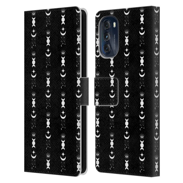 Haroulita Celestial Black And White Moon Leather Book Wallet Case Cover For Motorola Moto G (2022)