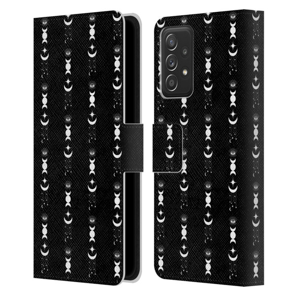 Haroulita Celestial Black And White Moon Leather Book Wallet Case Cover For Samsung Galaxy A53 5G (2022)