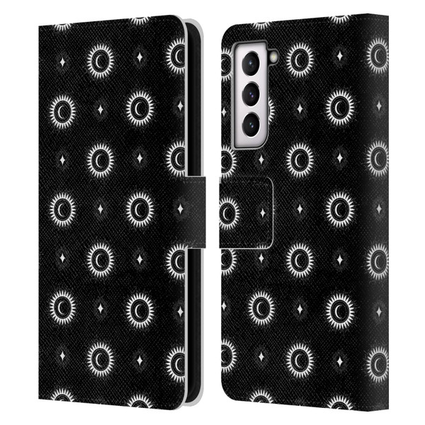Haroulita Celestial Black And White Sun And Moon Leather Book Wallet Case Cover For Samsung Galaxy S21 5G