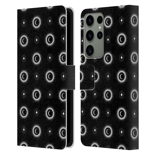 Haroulita Celestial Black And White Sun And Moon Leather Book Wallet Case Cover For Samsung Galaxy S23 Ultra 5G
