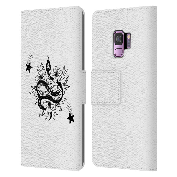 Haroulita Celestial Tattoo Snake And Flower Leather Book Wallet Case Cover For Samsung Galaxy S9