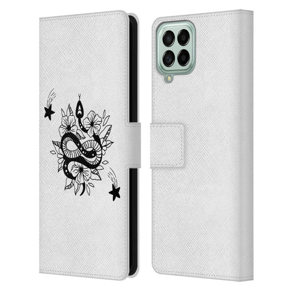 Haroulita Celestial Tattoo Snake And Flower Leather Book Wallet Case Cover For Samsung Galaxy M33 (2022)