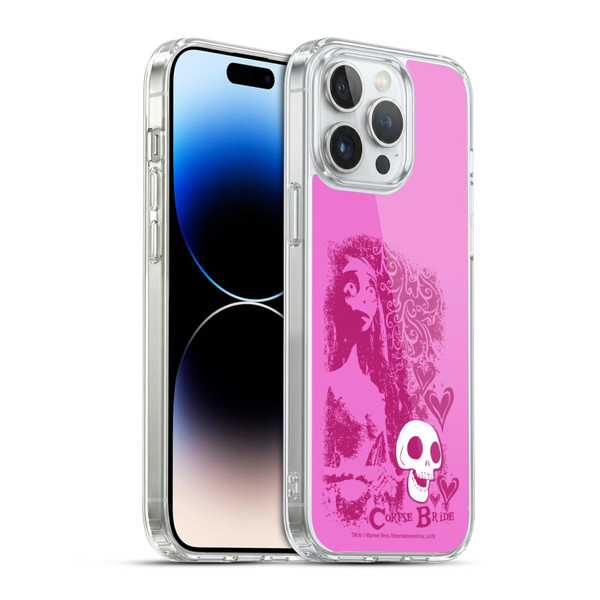 Corpse Bride Key Art Pink Distressed Look Soft Gel Case for Apple iPhone 14 Pro Max & MagSafe