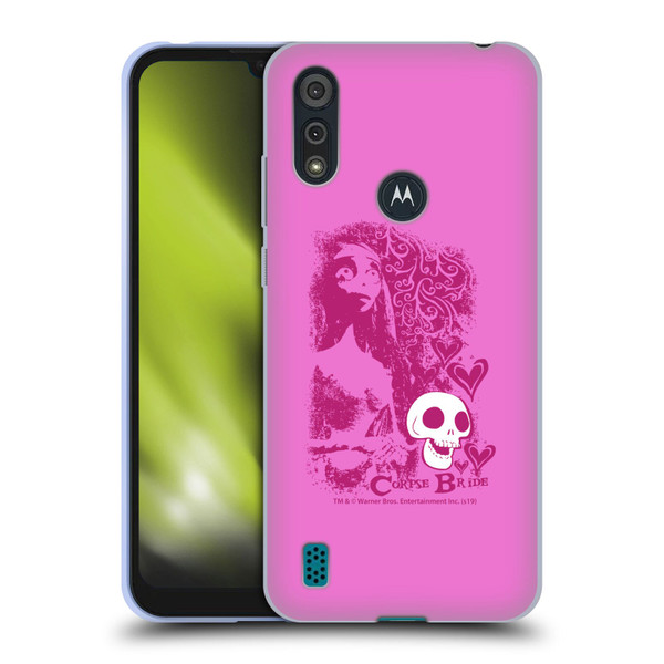 Corpse Bride Key Art Pink Distressed Look Soft Gel Case for Motorola Moto E6s (2020)