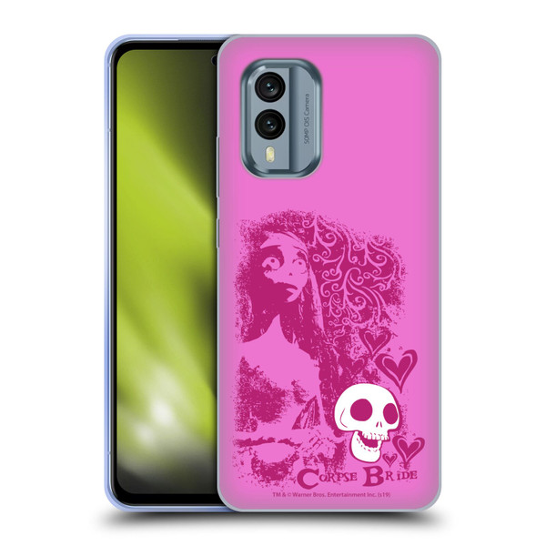 Corpse Bride Key Art Pink Distressed Look Soft Gel Case for Nokia X30