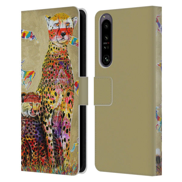 Graeme Stevenson Colourful Wildlife Cheetah Leather Book Wallet Case Cover For Sony Xperia 1 IV