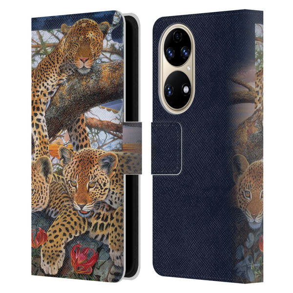 Graeme Stevenson Wildlife Leopard Leather Book Wallet Case Cover For Huawei P50