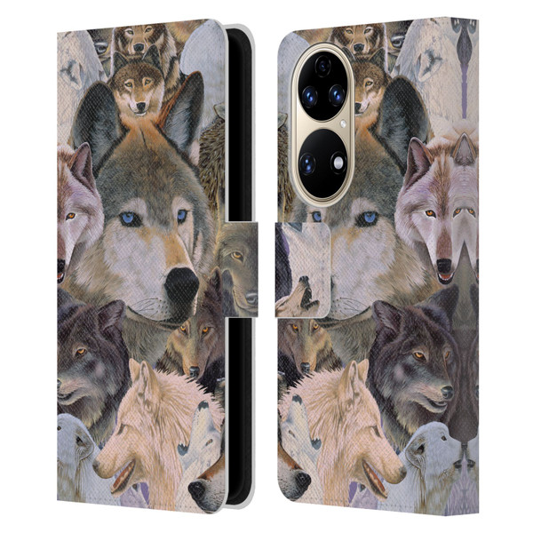 Graeme Stevenson Wildlife Wolves 1 Leather Book Wallet Case Cover For Huawei P50