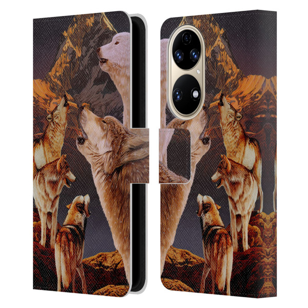 Graeme Stevenson Wildlife Wolves 2 Leather Book Wallet Case Cover For Huawei P50