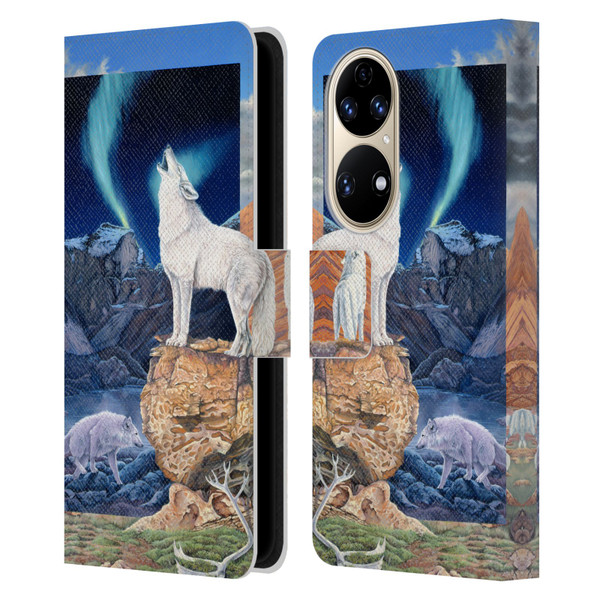 Graeme Stevenson Wildlife Wolves 3 Leather Book Wallet Case Cover For Huawei P50
