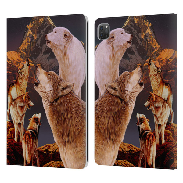 Graeme Stevenson Wildlife Wolves 2 Leather Book Wallet Case Cover For Apple iPad Pro 11 2020 / 2021 / 2022