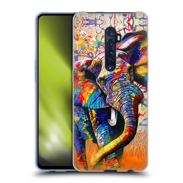 Graeme Stevenson Colourful Wildlife Elephant 4 Soft Gel Case for OPPO Reno 2