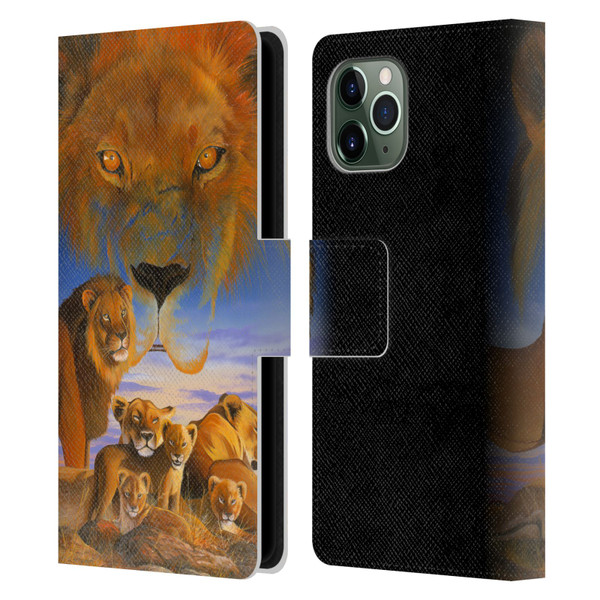Graeme Stevenson Wildlife Lions Leather Book Wallet Case Cover For Apple iPhone 11 Pro