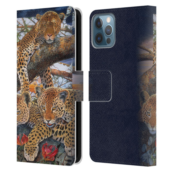 Graeme Stevenson Wildlife Leopard Leather Book Wallet Case Cover For Apple iPhone 12 / iPhone 12 Pro