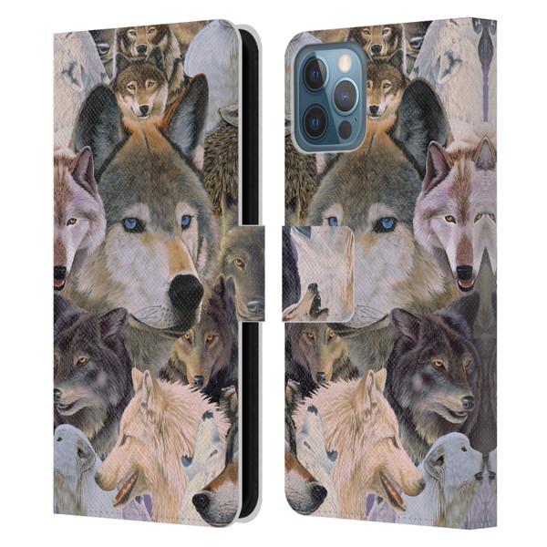 Graeme Stevenson Wildlife Wolves 1 Leather Book Wallet Case Cover For Apple iPhone 12 / iPhone 12 Pro