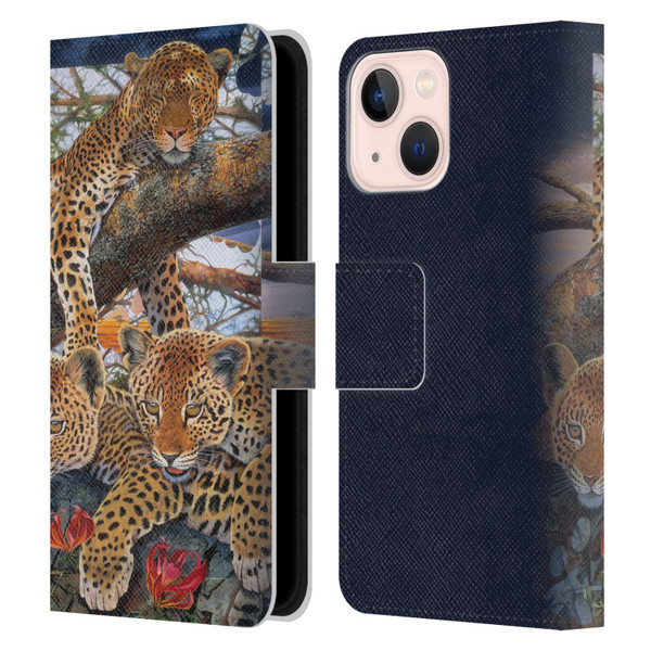 Graeme Stevenson Wildlife Leopard Leather Book Wallet Case Cover For Apple iPhone 13 Mini