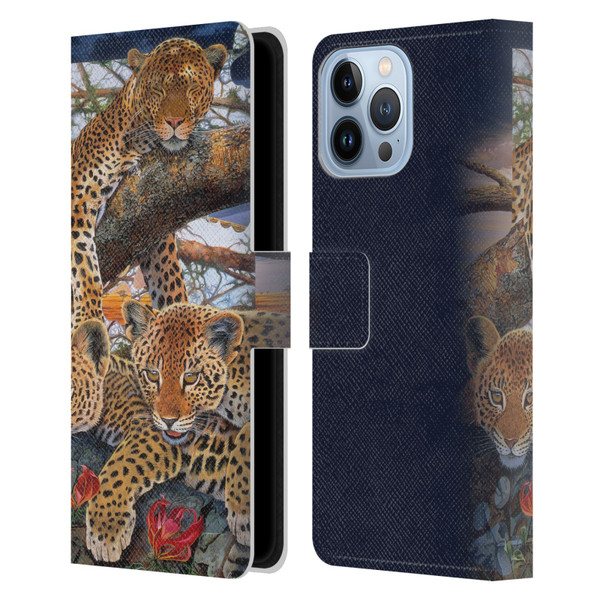 Graeme Stevenson Wildlife Leopard Leather Book Wallet Case Cover For Apple iPhone 13 Pro Max