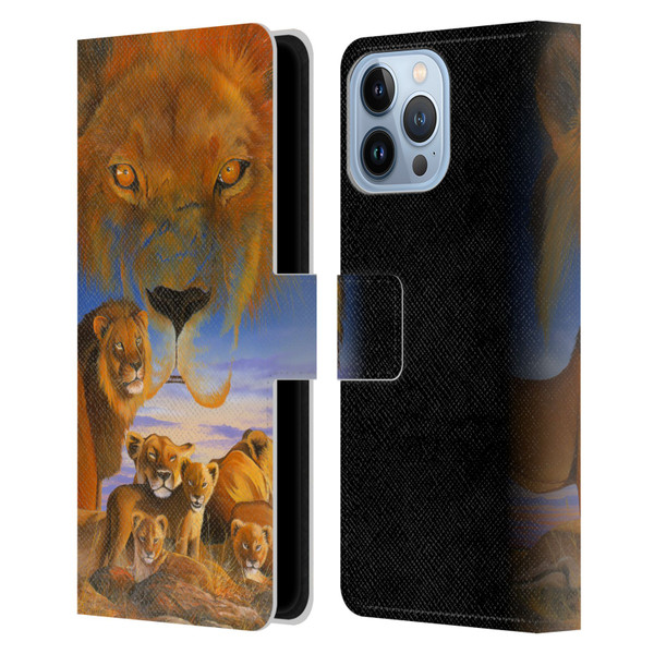Graeme Stevenson Wildlife Lions Leather Book Wallet Case Cover For Apple iPhone 13 Pro Max