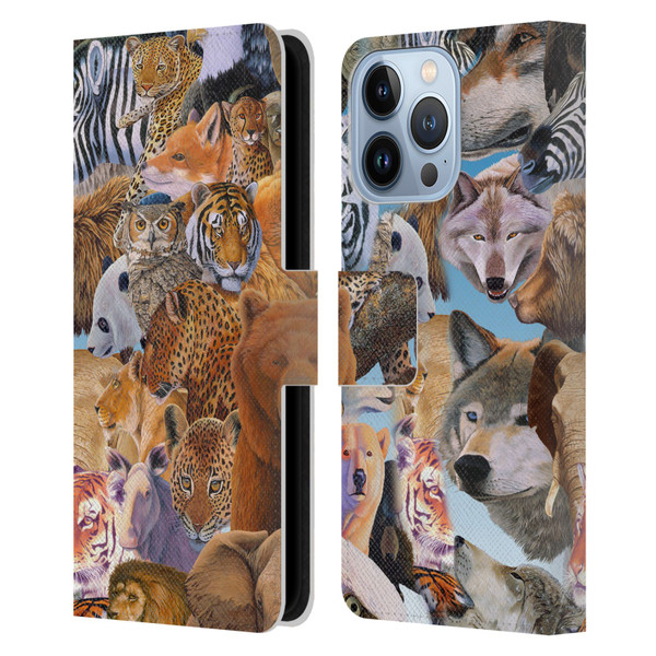 Graeme Stevenson Wildlife Animals Leather Book Wallet Case Cover For Apple iPhone 13 Pro