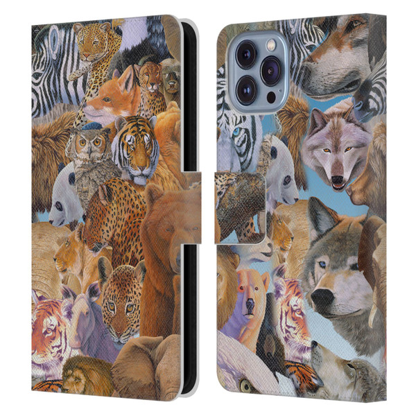 Graeme Stevenson Wildlife Animals Leather Book Wallet Case Cover For Apple iPhone 14