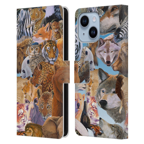 Graeme Stevenson Wildlife Animals Leather Book Wallet Case Cover For Apple iPhone 14 Plus