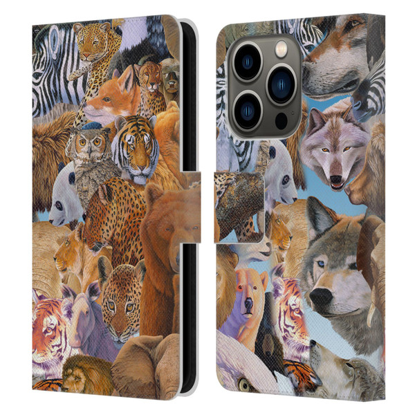 Graeme Stevenson Wildlife Animals Leather Book Wallet Case Cover For Apple iPhone 14 Pro
