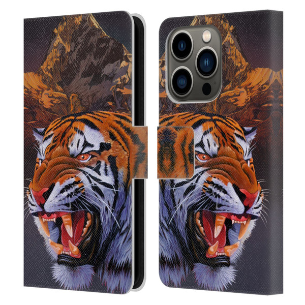 Graeme Stevenson Wildlife Tiger Leather Book Wallet Case Cover For Apple iPhone 14 Pro