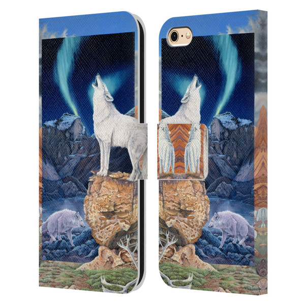 Graeme Stevenson Wildlife Wolves 3 Leather Book Wallet Case Cover For Apple iPhone 6 / iPhone 6s